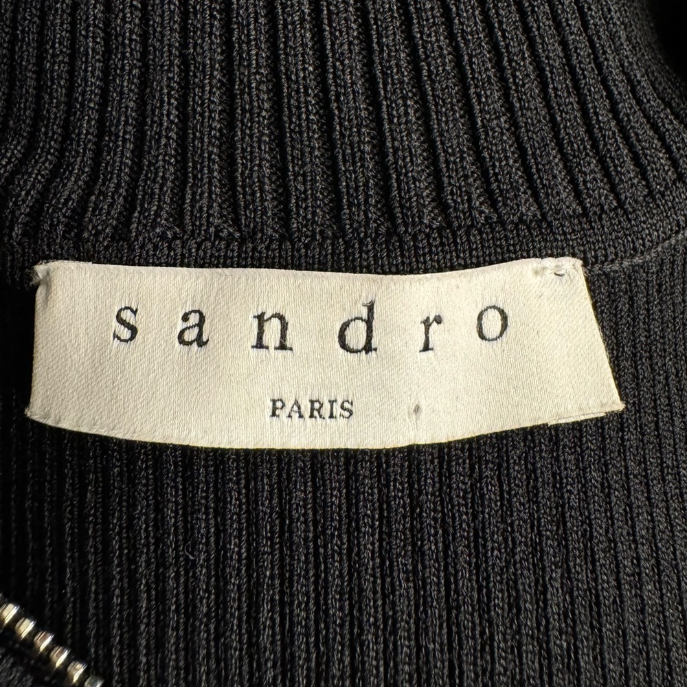 Sandro Knit Blue/Red Zip‎ Neck Long Sleeve Dress Sz S-M - Picture 8 of 11